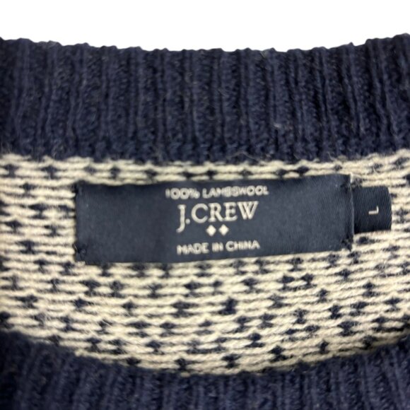 J Crew Men's Navy White Lambswool Sweater Size Large. - Picture 6 of 11